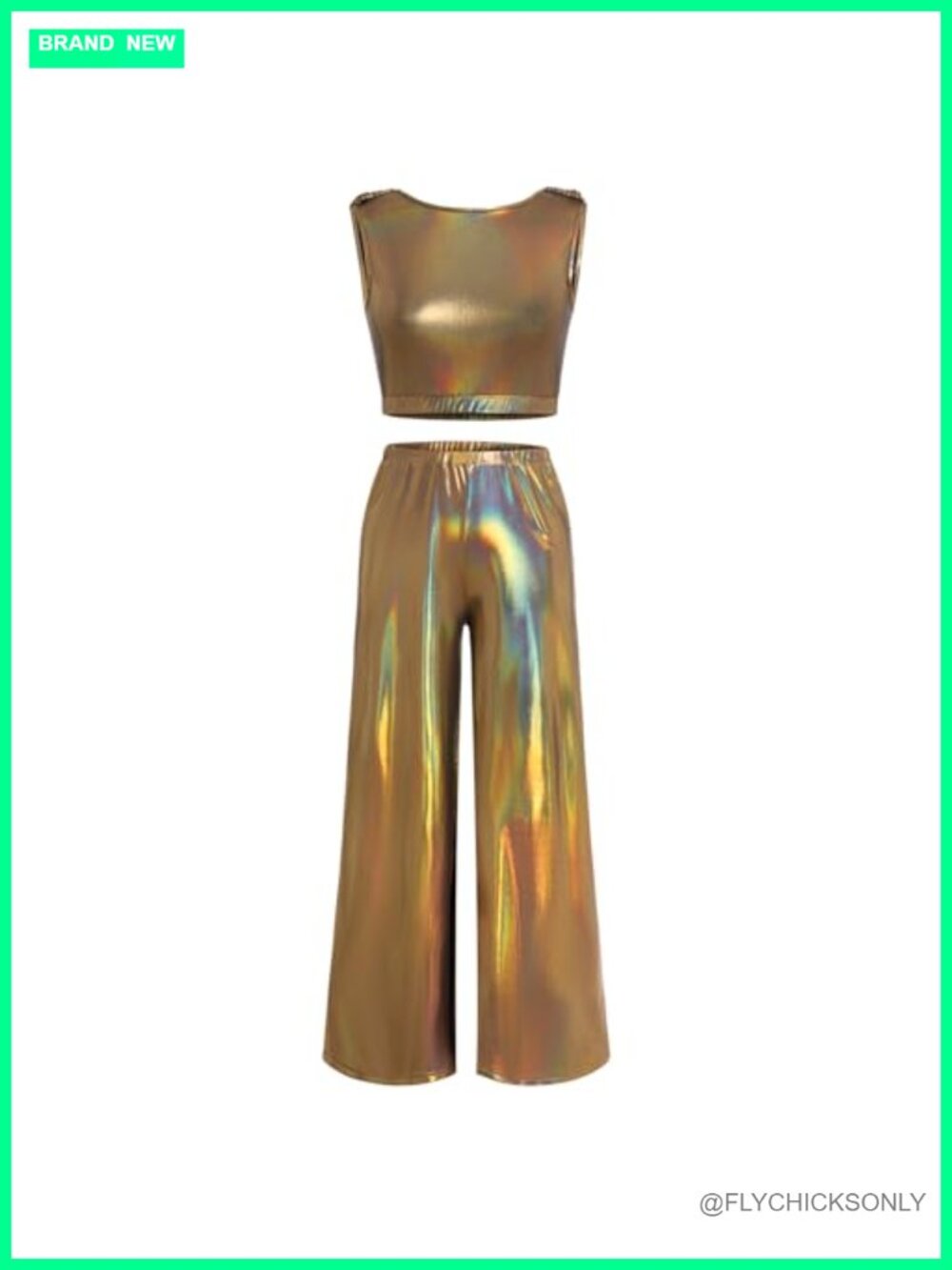 Metallic Crop Top Wide Leg Pant Set Adult Lyrical Dance Costume